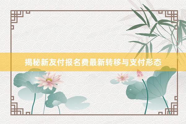 揭秘新友付报名费最新转移与支付形态