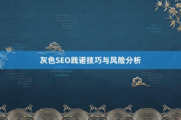 灰色SEO践诺技巧与风险分析